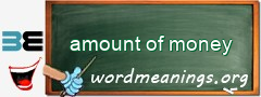 WordMeaning blackboard for amount of money